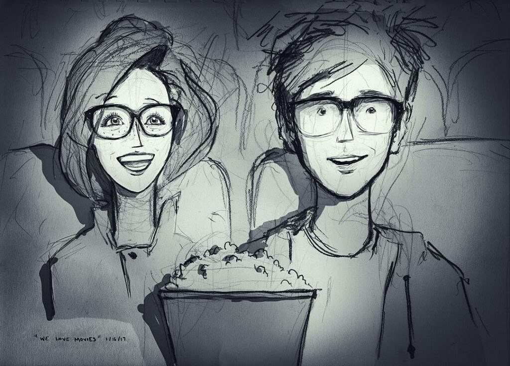 22 Illustrations of a Husband and Wife in Everyday Life.